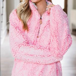 Pink Lily snowy daydreams 1/4 zip Sherpa